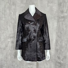 Vintage 70s Cow Fur Coat Francis Imports Womens Size 14 Dark Brown Dbl Breasted