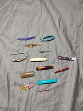 Vintage Plastic Hair Comb Lot 60s 70s 80s 90s Ornate Floral Metal Pearl Side