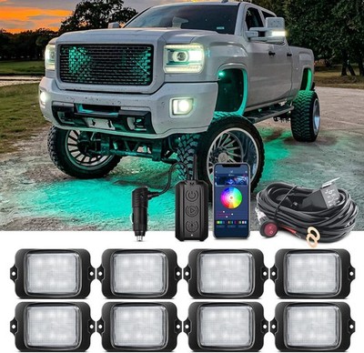 MICTUNING 8 Pods C3 RGBW LED Rock Lights Kit - Wireless Control Underglow Lights