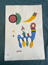 WASSILY KANDINKY drawing and painting on old paper signed stamped vintage