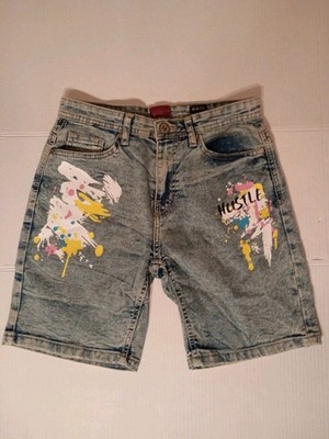 Truth Substance Common Sense Boys Shorts Size 12 Denim Paint Splatter Hustle