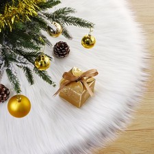 36 Inch Wool Fur Christmas Tree Skirt Thick Plush White Tree Skirt Christmas ...