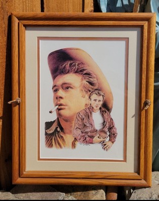 VINTAGE 80's Framed James Dean Print Art signed Leon Garcia