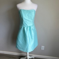 Alfred Sung D508 Seaside Light Blue Strapless Cocktail Mini Dress Women 8 Pocket