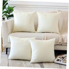 Set of 4 Decorative Throw Pillow Covers Soft 18" x 18" Pack of 4 Cream White