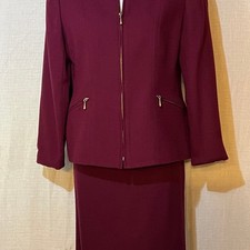 JH Collectibles magenta, 1980 s, vintage wool jacket and skirt suit 4P bg529