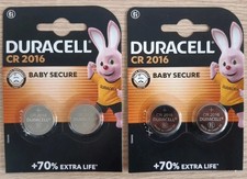 Image of 4x Duracell CR 2016 DL2016 BR2016 Battery Button 3v Lithium Original Coin Cell .
