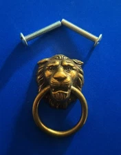 Lion's Head Knob Pull Drop Ring Handle Drawer 3D Brass Pull BRAND NEW