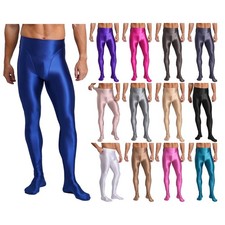 Men's Shiny Pantyhose Footed Oil Shine Socks Glossy Stockings Tights Yoga Pants