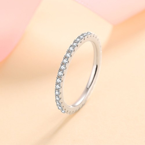 Anello donna moissanite 0,57 ct eternità completa argento sterling 925 massiccio misura 4,5-10 - Foto 5 di 8