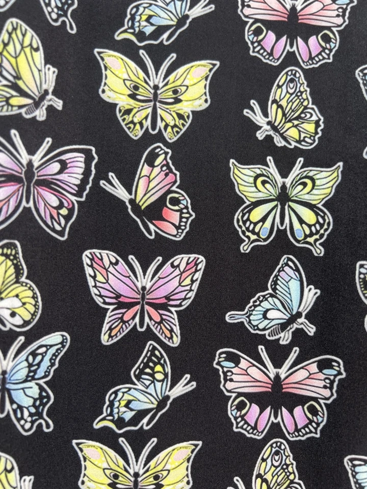 Leggings Terez Niñas 10/12 Negro Mariposa Dijes Estampado Hecho en EE. UU. Elástico Yoga Foto 2 de 4