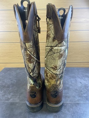 Justin Stampede Snake Boots Brown Leather/Camo size 9D-worn once Justin Stampede Snake Boots Zip Tall Leather/Camo Size 9D  main image 2