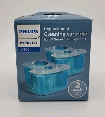 Philips Norelco Cleaning Cartridges for Smartclean System, 2 Pack JC302 NEW