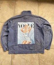 Women’s Vintage Blue Denim Jacket with Sabrina Carpenter Vogue Style Graphic XL