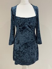 Cider Velour Dress Size XS (UK 8) Crushed Soft Velour Teal