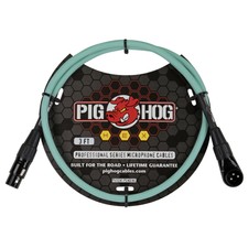 Pig Hog PHMH3SGR Hex Series, 3ft Right Angle Mic Cable, Seafoam Green