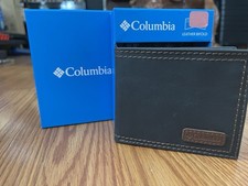 Columbia Men's Black Bifold Wallet RFID Blocking Credit Card Slots Logo