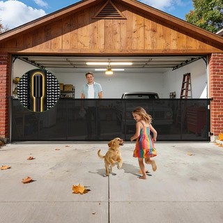 Retractable Pet Gate Extra Wide 500cmx105cm Black Indoor Outdoor Barrier