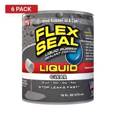 Flex Seal Family of Products Clear Liquid Rubber Sealant Coating 16 oz (6-Pack)