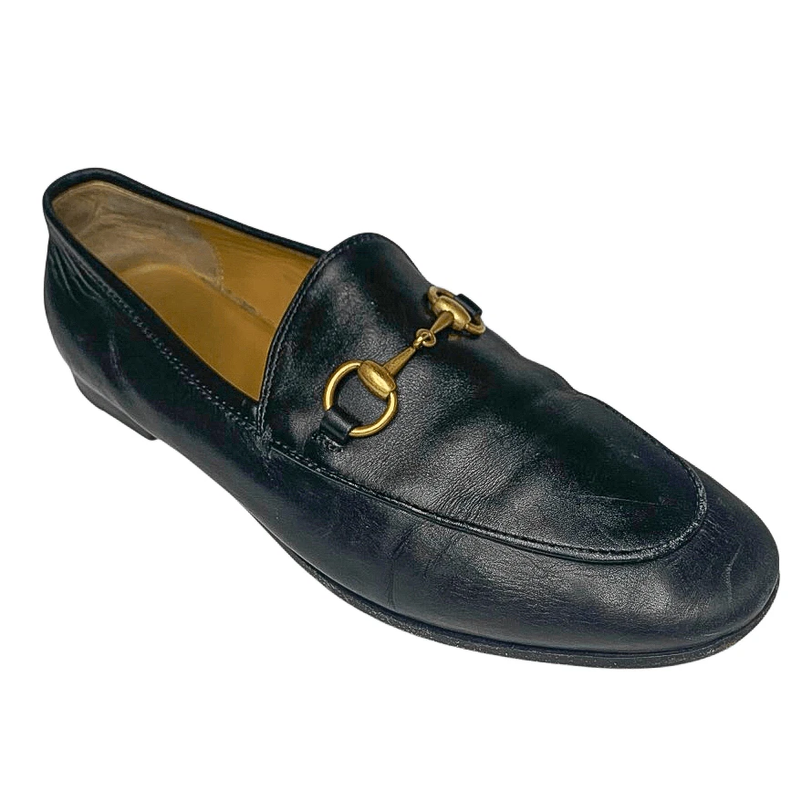 Gucci — Gucci Jordaan Horsebit Loafers EU 36 US 6 Black Leather Flat Slip On Shoes