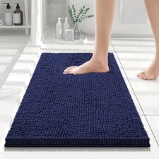 Luxury Chenille Bathroom Rugs 24x16, Extra Soft and 24'' x 16'' Navy Blue
