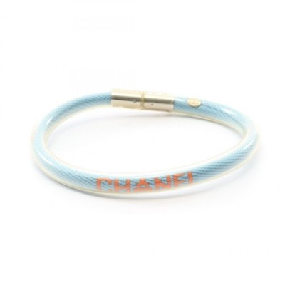CHANEL Sport Line Logo Tube Bangle Bracelet rubber Blue Used Women