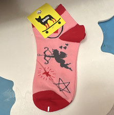 MMSI Mid Calf Pink Red Black Cupid Novelty Women's Socks Size L