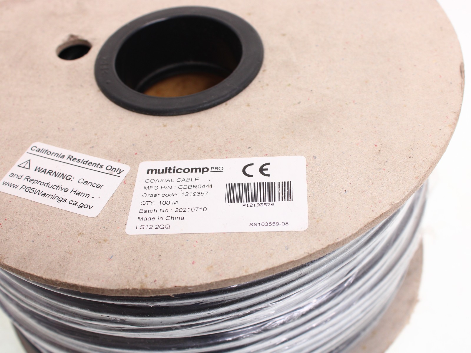 Coaxial Cable RG-58 C/U  Black 100m Reel Multicomp