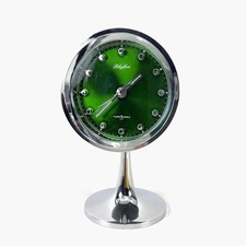 Vintage Retro Rhythm Japan 2 Jewel Alarm Clock – Green Dial – Working – 1970s