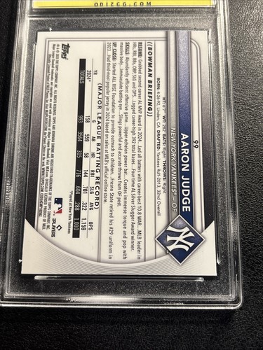 2025 BOWMAN AARON JUDGE #99 PAPER PURPLE /299 OCG graded 9.5 - Picture 5 of 5