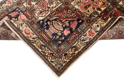 Grand Tapis Perse Bakhtiar Fait Main – 311x205 Cm, Laine Et Coton, Rouge