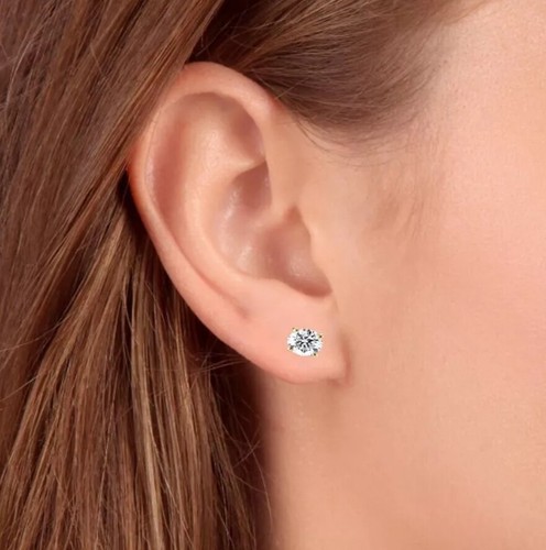 1ct VS1 E colour diamond earrings set in 18k white/yellow gold - Picture 4 of 8