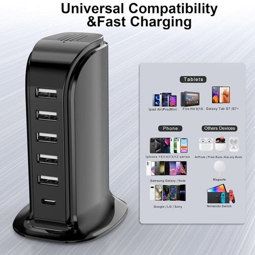USB Ladegerät Ladestation Mehrfach USB-A USB-C Handy Netzteil Charging Station - Bild 2 von 19