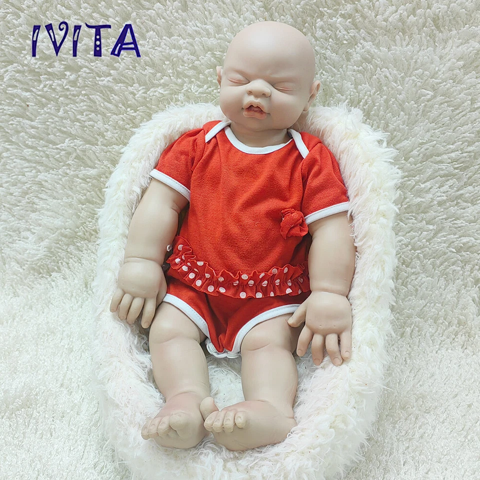 IVITA 19'' Handgemachte Puppen Rebornpuppen Blau Augen Mädchen Silikon Doll - Bild 4 von 4