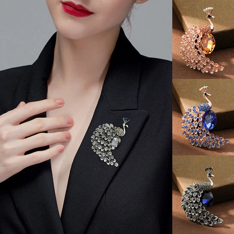 Rhinestone Peacock Brooches for Women Animal Brooch Pin Elegant Accessories☆