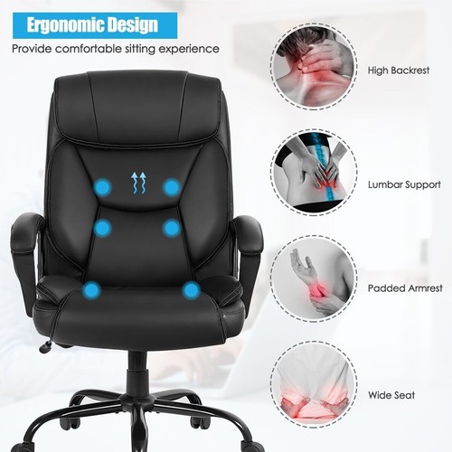 Executive Chair 6 Point Massage 360° Swivels Adjustable High Back Office Chair - Picture 12 of 13