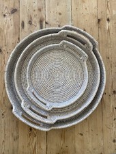 Image of Rattan Basket Weave White Wash Finish Small