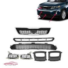 Fit Kia Sorento EX LX 2014 2015 Front Bumper Grille and Fog Light Cover Set 7pcs