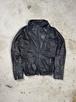 Vintage Y2K Black Leather Moto Biker Style Jacket Japanese