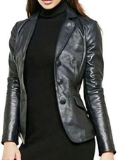 New Women's Ladies Biker Black Moto Genuine Real Lambskin Leather Jacket/coat