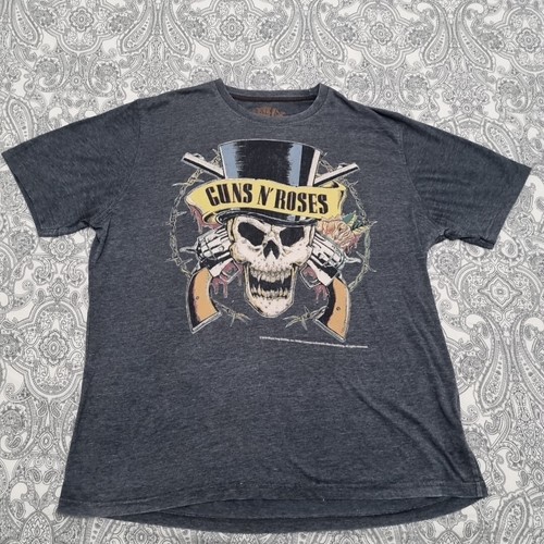 Guns N Roses Shirt Grey Bravado Skulls & Guns Rock Tour Tee Size XL - 第 1/4 張圖片