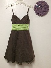 Speechless Womens Dress Size 5 Brown Green Polkadot 149