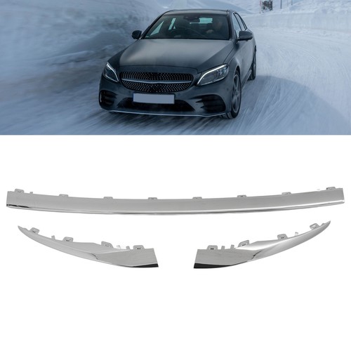 3pcs Chrome Front Bumper Lower Trim 2058858602 For C‑Class W205 AMG Line - Picture 2 of 22