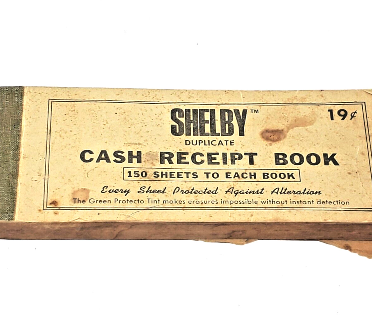 Libro de recibos de efectivo Shelby de colección - Precio de cubierta de 19 centavos - Coleccionable efímero LEER
