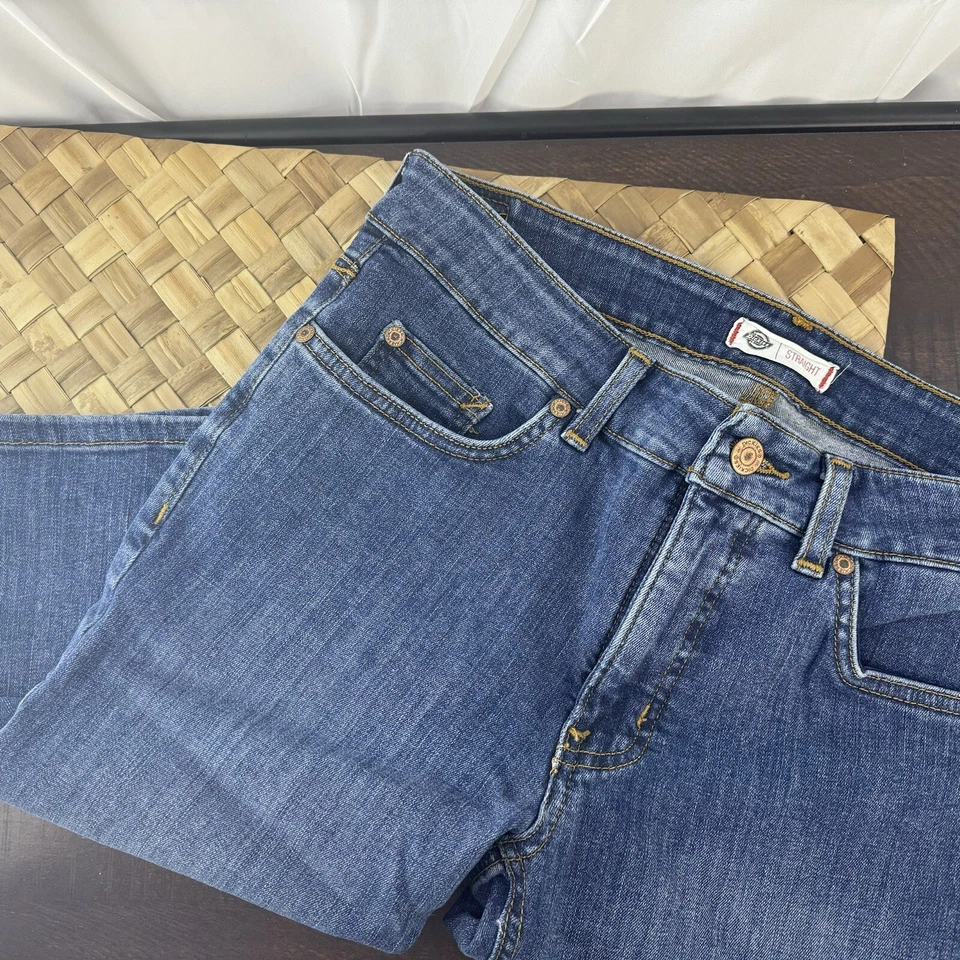 Pantalones Cortos de Denim Dickies Para Mujer Talla 4 Azul Jean Lavado Oscuro Bermudas Pantalones Cortos de Trabajo Foto 2 de 4