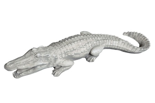 Krokodil Steinfigur H.13 cm 68 x 18 cm Grau 10 kg Weißbeton frostsicher - Bild 2 von 9