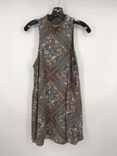 By Together Teal Floral Paisley Lined Halter Dres… - image 1