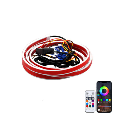 Car RGB LED DRL Hood Light Strip Daytime Running Light Engine Cover APP Control