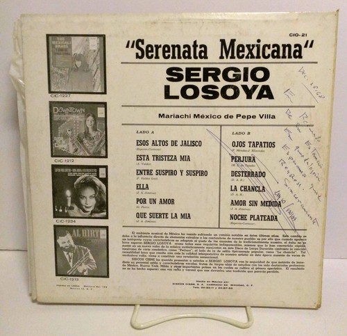 Sergio Losoya Serenata Mexicana, Discos Cisne CIO-21, Signed Mexican Import LP - Imagen 2 de 8