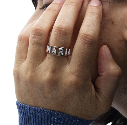 anello con nome regalo donna scritta strass fascione fascetta veretta in acciaio - Foto 9 di 10